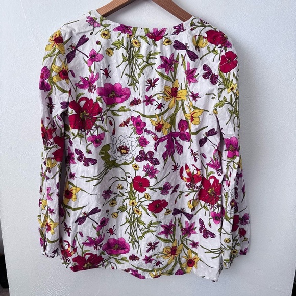 Talbots floral outdoors print blouse top 100% cotton Size Large - Picture 5 of 6